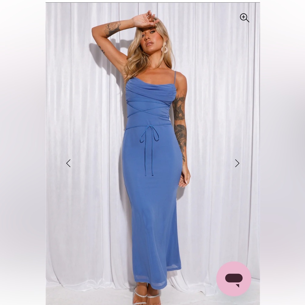 HOURGLASS LOVE MESH MAXI DRESS BLUE